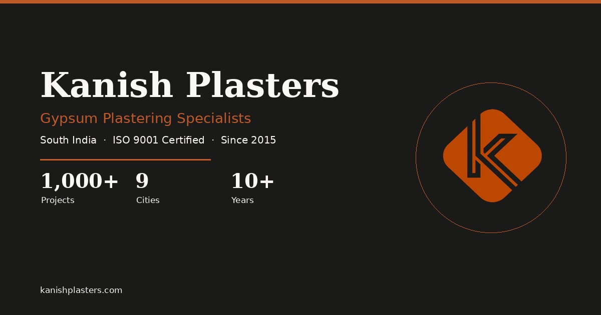 Gypsum plastering in progress